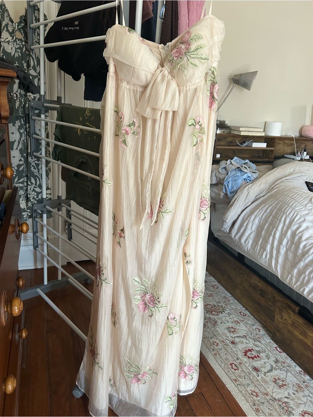 Floral Embroidered Strapless Dress